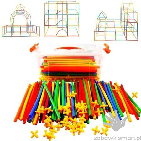 Klocki konstrukcyjne przestrzenne (AKS)- elastyczne słomki z łącznikami (300 szt) XL - obrazek 2