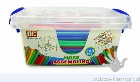 Klocki konstrukcyjne przestrzenne (AKS)- elastyczne słomki z łącznikami (300 szt) XL - obrazek 3