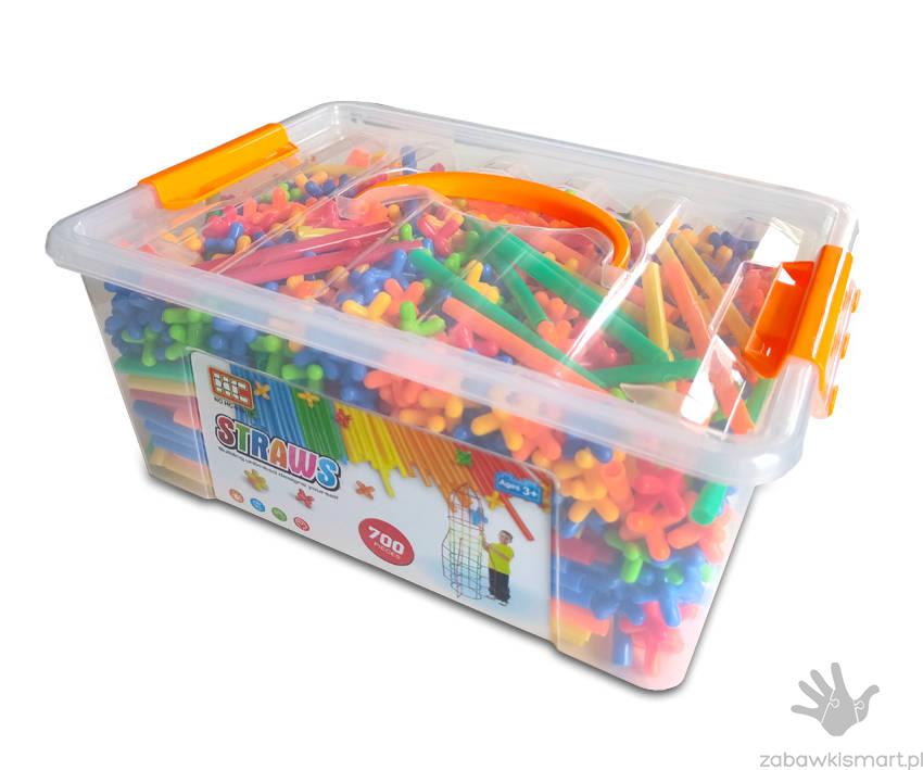 Klocki konstrukcyjne przestrzenne (AKS)- elastyczne słomki z łącznikami (700 szt) XL - obrazek 3