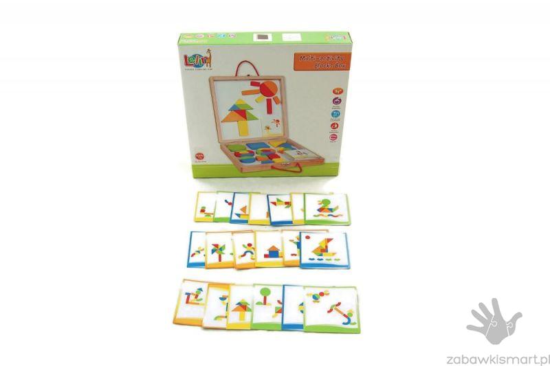 Układanka magnetyczna z tablicą Lelin- zestaw w walizce - obrazek 2
