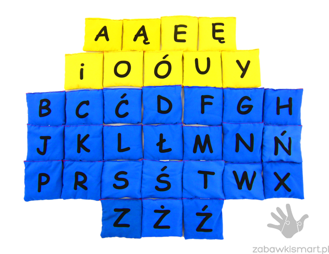 Woreczki gimnastyczne AKS- Kolorowy Alfabet (zestaw- samogłoski i spółgłoski) - obrazek 2