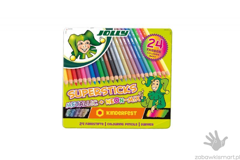 Kredki Jolly SUPERSTICKS 24 kolory (w tym metaliczne i neon)