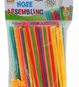 Klocki konstrukcyjne przestrzenne (AKS)- elastyczne słomki z łącznikami (110 szt.) XL