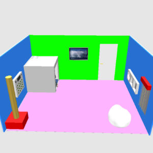 Projekt sali o powierzchni około 20 m²- wersja rozszerzona