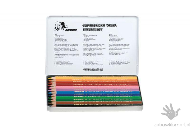 Kredki trójkątne Jolly DELTA w metalowym pudełku- 12 szt. - obrazek 2