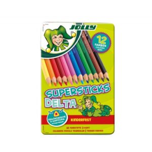 Kredki trójkątne Jolly DELTA w metalowym pudełku- 12 szt.