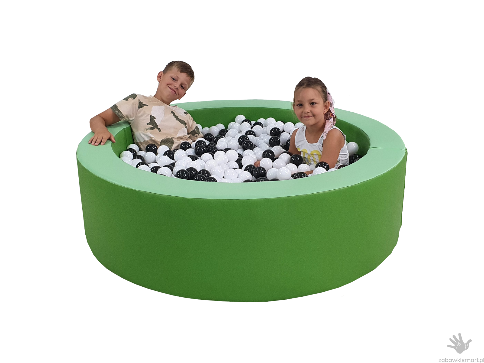 Basen suchy okrągły z ekoskóry z piłeczkami (Ø 148 cm)