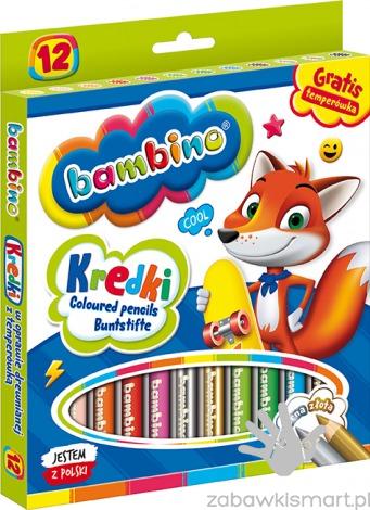 Kredki BAMBINO w oprawie drewnianej z temperówką- 12 kolorów - obrazek 2