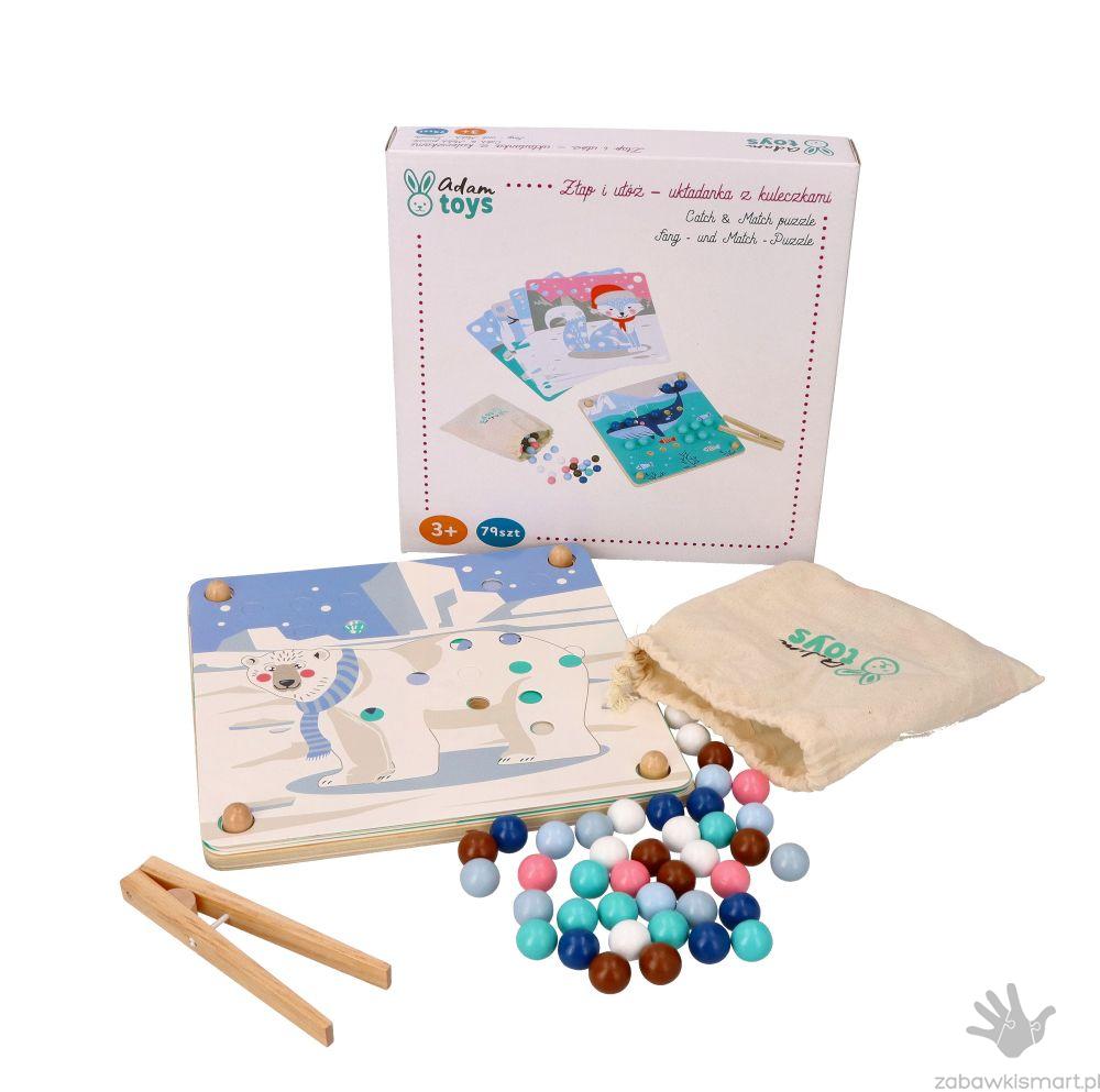 Układanka z kuleczkami Adam Toys- ZŁAP I UŁÓŻ ZWIERZĘTA ARKTYKI