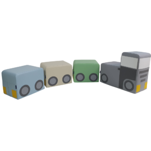 Zestaw kształtek piankowych- Autko z przyczepkami