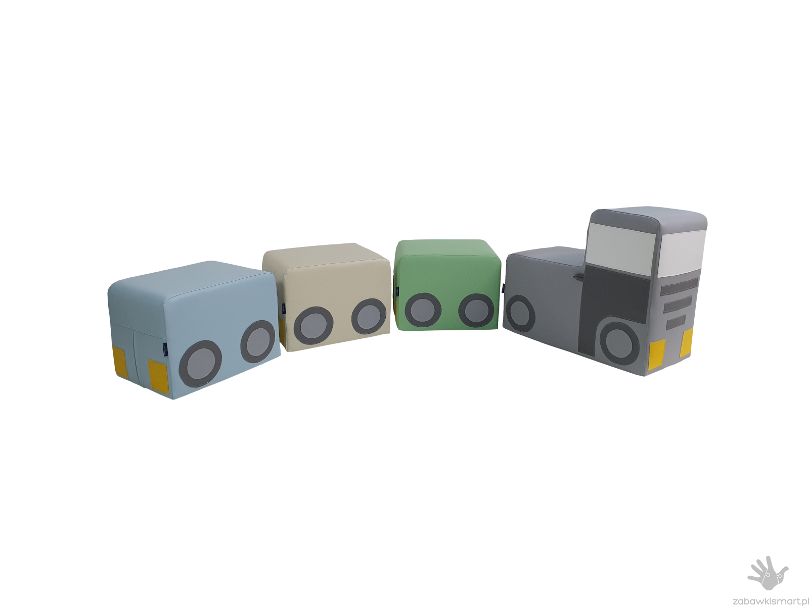 Zestaw kształtek piankowych- Autko z przyczepkami