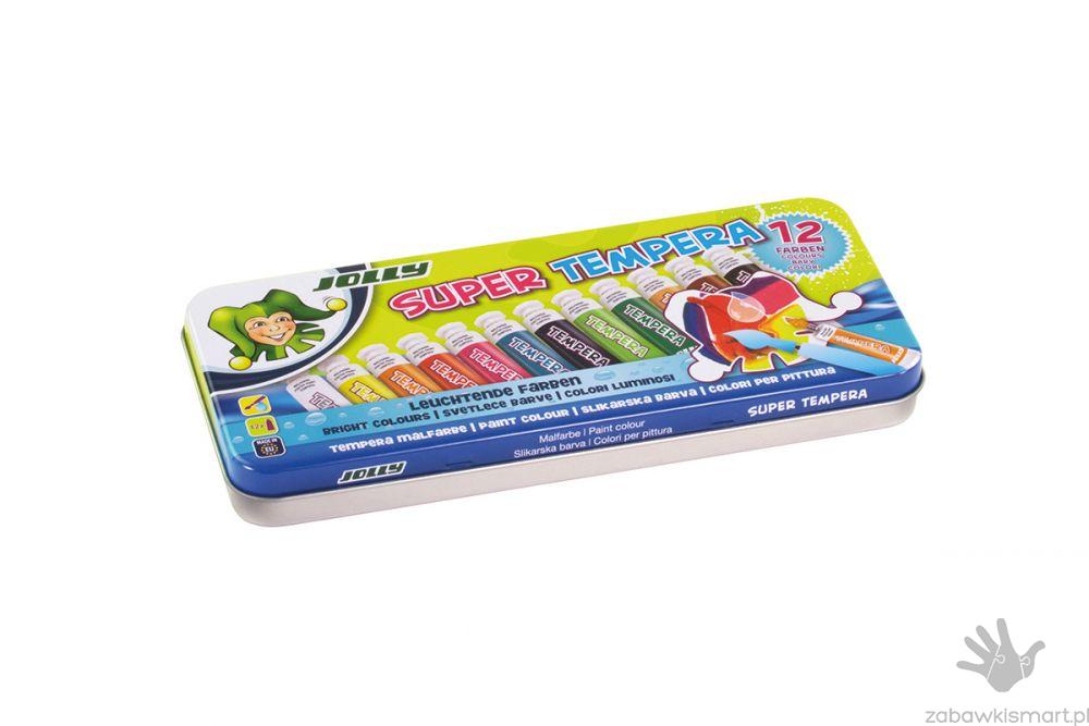 Farby tempera Jolly w metalowym pudełku- 12 kolorów