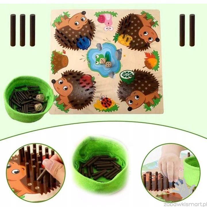 Drewniana Układanka Montessori- nauka liczenia z Jeżem - obrazek 4