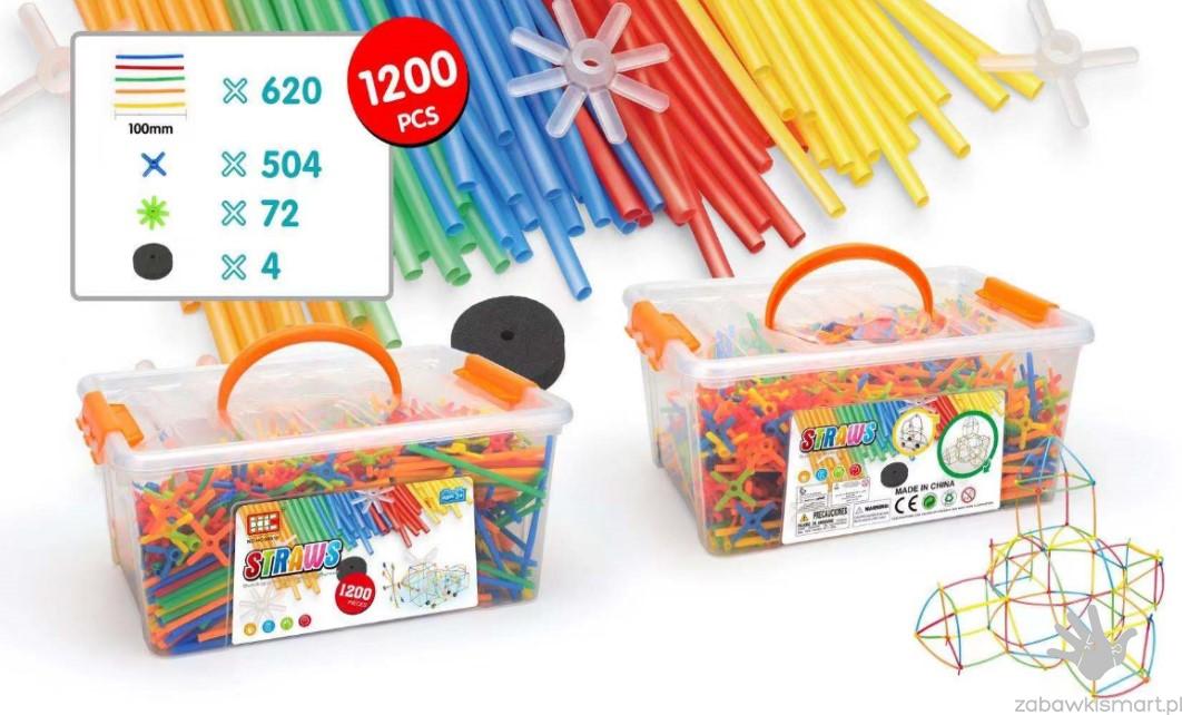 Klocki konstrukcyjne przestrzenne- elastyczne słomki z łącznikami (1200 szt.) - obrazek 3