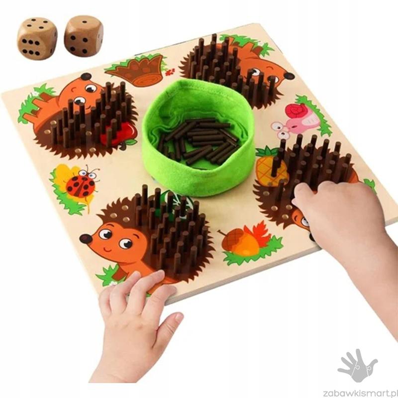 Drewniana Układanka Montessori- nauka liczenia z Jeżem - obrazek 2