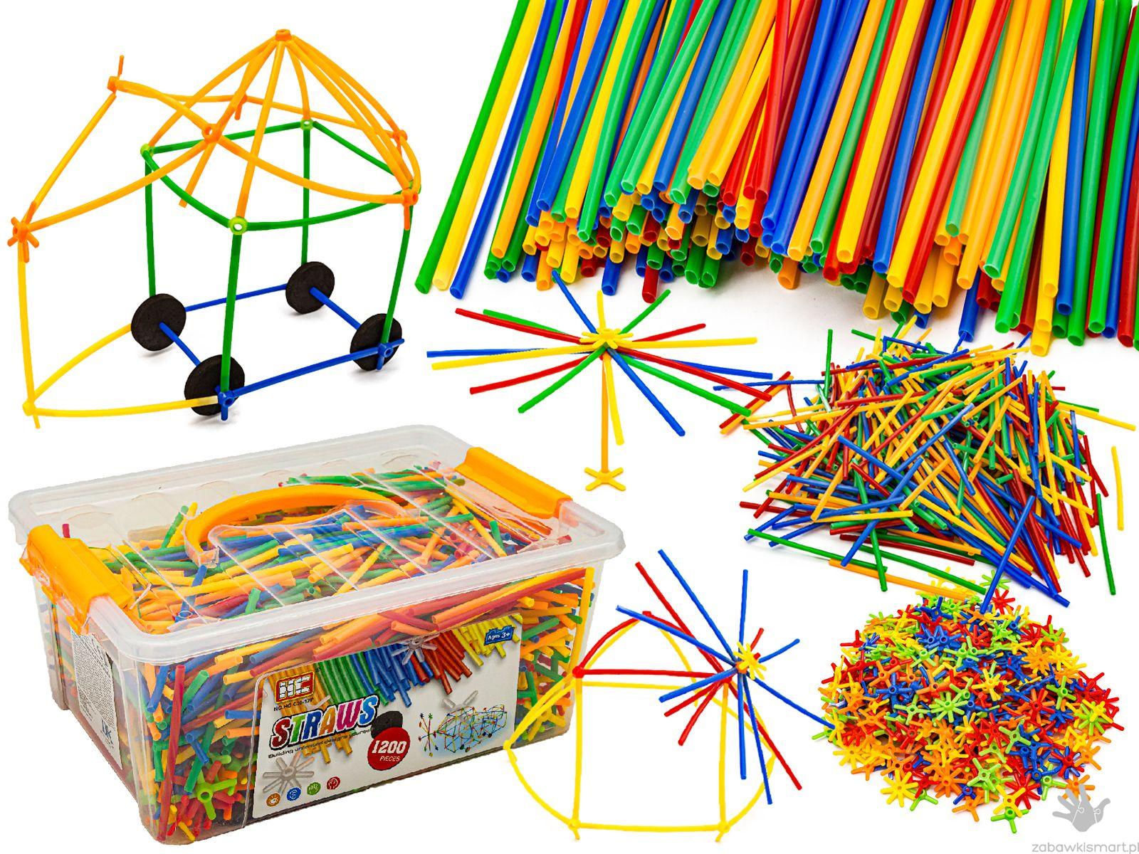 Klocki konstrukcyjne przestrzenne- elastyczne słomki z łącznikami (1200 szt.)