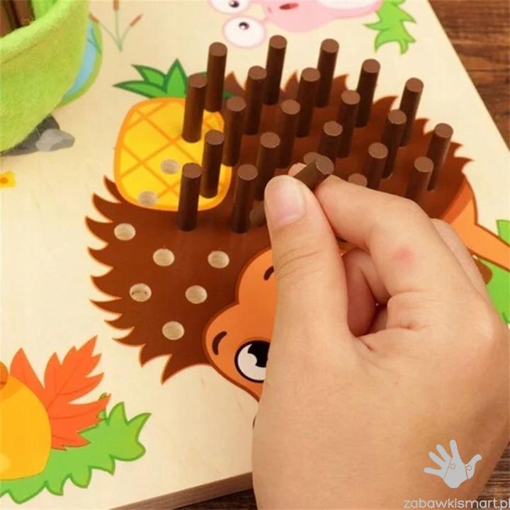 Drewniana Układanka Montessori- nauka liczenia z Jeżem - obrazek 3