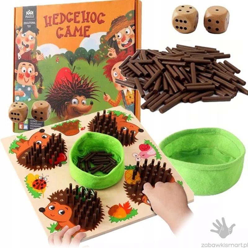 Drewniana Układanka Montessori- nauka liczenia z Jeżem