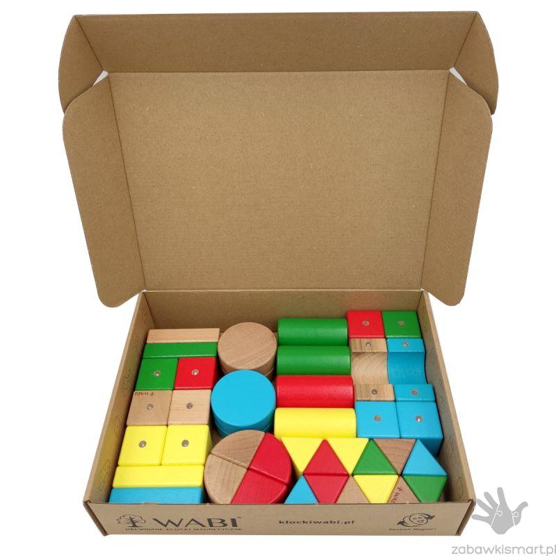 Drewniano- magnetyczne klocki WABI- zestaw 40 elementów - obrazek 14