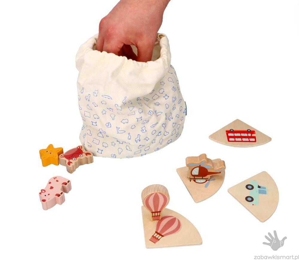 Dotknij i rozpoznaj- drewniana gra sensoryczna Lelin - obrazek 2
