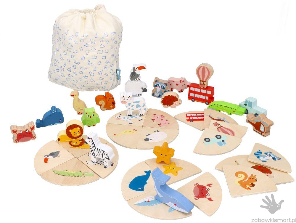 Dotknij i rozpoznaj- drewniana gra sensoryczna Lelin