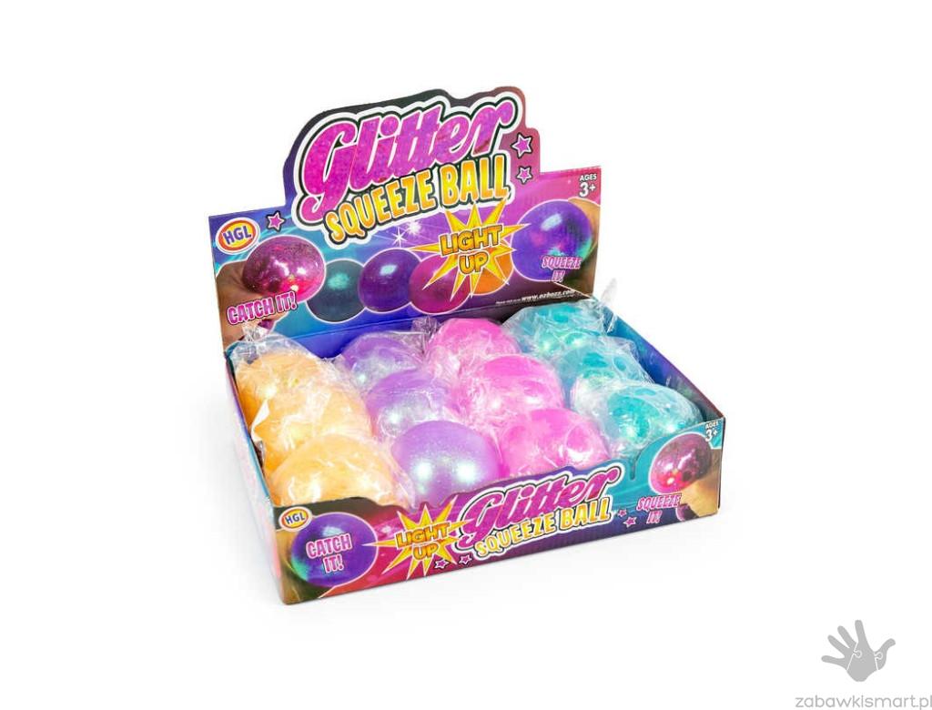 Brokatowa piłka ze światełkiem- gniotek - obrazek 3