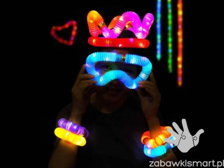 Rurki Sensoryczne ŚWIECĄCE LED (AKS)- zabawka edukacyjna gąsienica- zestaw 12 szt. - obrazek 10