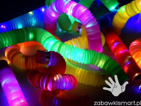 Rurki Sensoryczne ŚWIECĄCE LED (AKS)- zabawka edukacyjna gąsienica- zestaw 12 szt. - obrazek 8