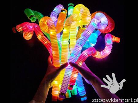 Rurki Sensoryczne ŚWIECĄCE LED (AKS)- zabawka edukacyjna gąsienica- zestaw 12 szt. - obrazek 7
