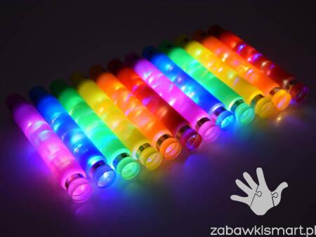 Rurki Sensoryczne ŚWIECĄCE LED (AKS)- zabawka edukacyjna gąsienica- zestaw 12 szt. - obrazek 3