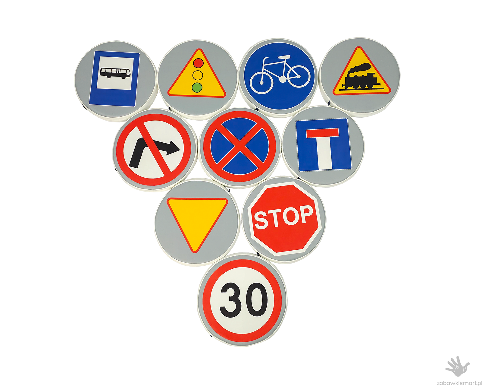 Piankowe poduszki do siedzenia- Znaki drogowe 2 (zestaw 10 szt.)