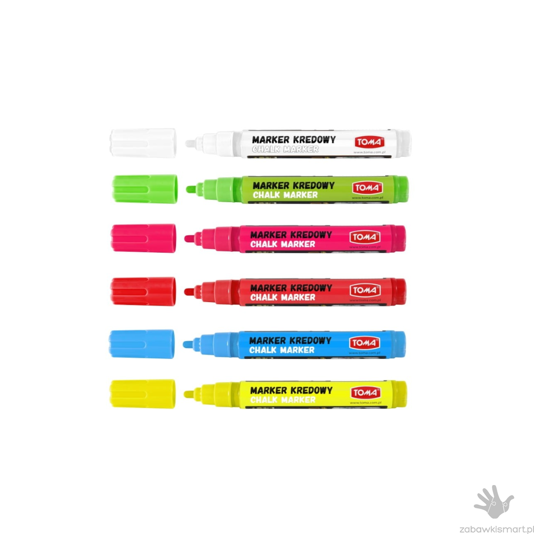 Markery kredowe do świecących tablic- zestaw 6 szt.