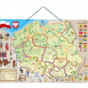 Magnetyczna mapa Polski 3w1- Woody