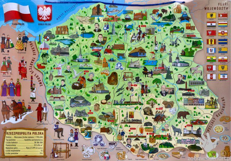 Magnetyczna mapa Polski 3w1- Woody - obrazek 2