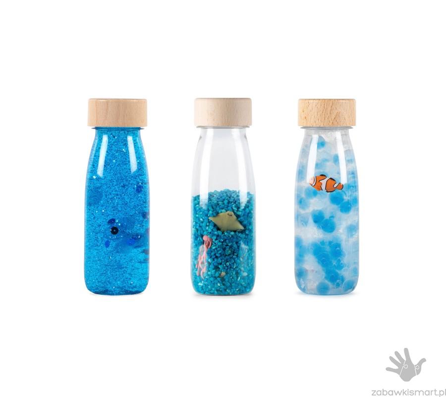 Zestaw 3 butelek sensorycznych Petit Boum- głębia oceanu