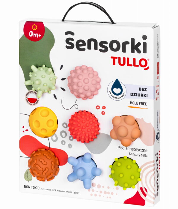 Sensoryczne piłki Tullo Sensorki-  8 szt. (wersja bez dziurek, pastelowe) - obrazek 3