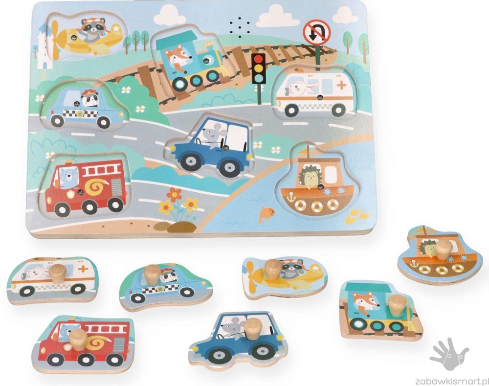 Puzzle dźwiękowe Adam Toys- Pojazdy
