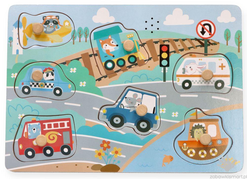 Puzzle dźwiękowe Adam Toys- Pojazdy - obrazek 3