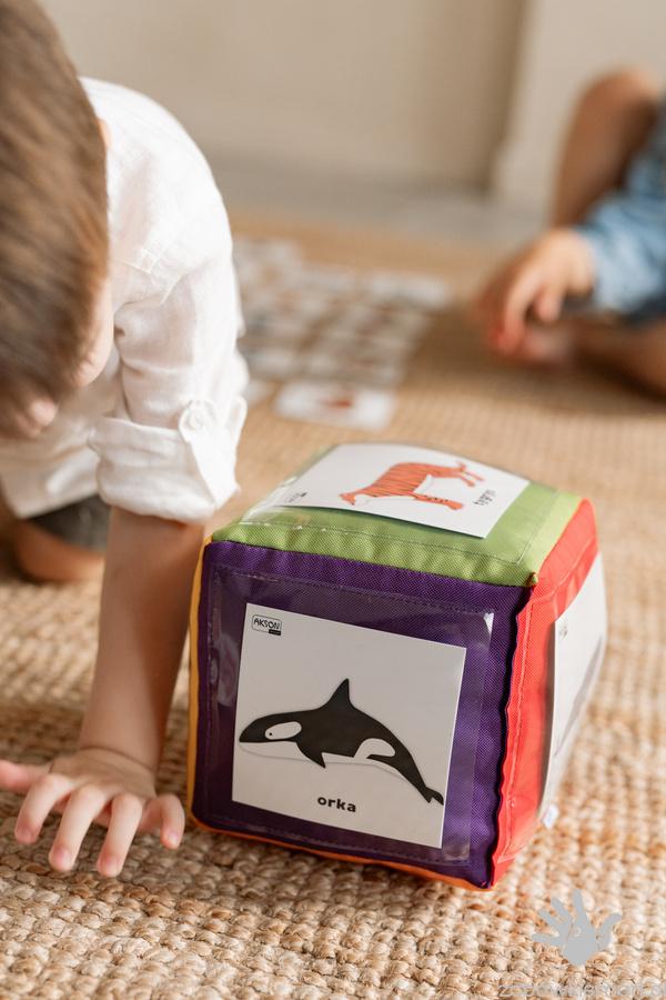 Kostka edukacyjna AKS z kieszeniami +78 kart zwierzęta - obrazek 4