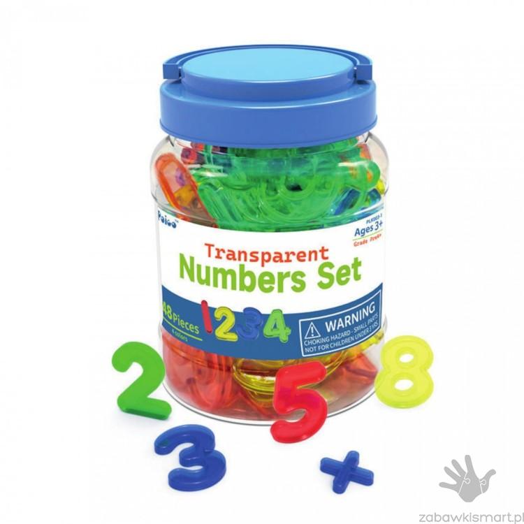 Przezroczyste kolorowe liczby Amaya- zestaw 48 szt.