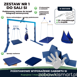 Zestaw nr 1 do sali SI- z ramą wolnostojącą o szer. do 3 m (granatowo- niebieski)