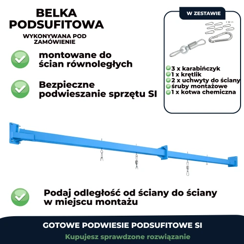 Podwiesie stalowe podsufitowe 4- 5m- belka do podwieszania sprzętów do integracji sensorycznej