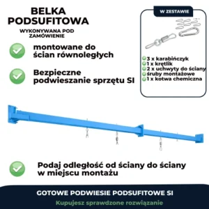 Podwiesie stalowe podsufitowe do 3m- belka do podwieszania sprzętów do integracji sensorycznej